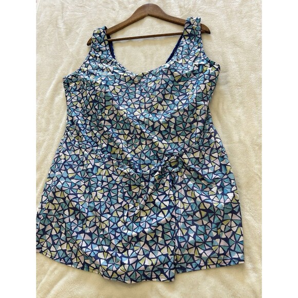 Coldwater Creek Womens Swimsuit Size 22W One Piece Swimdress Sarong ShapeMe - Picture 1 of 11